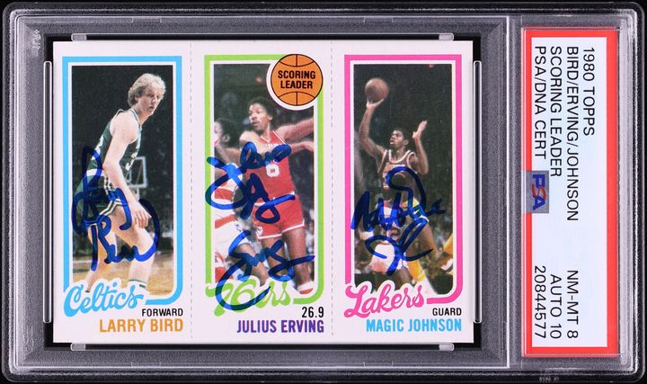 1980 Topps Basketball Julius Erving Larry Bird Magic Johnson ROOKIE AUTO DNA 10 PSA 8 NM-MT