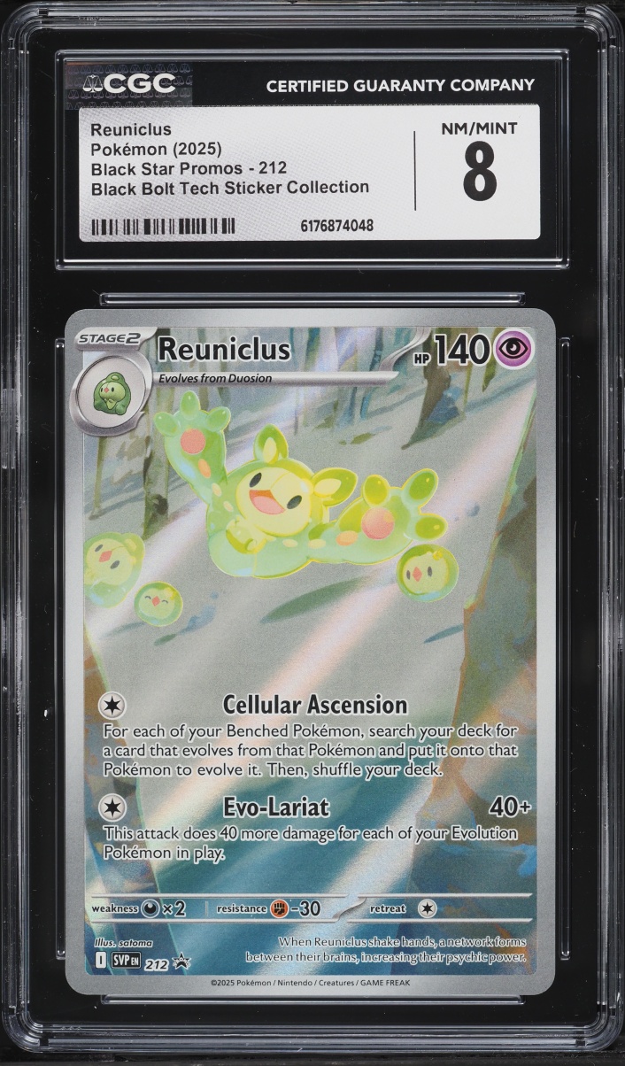 2025 Pokemon Scarlet & Violet Promo Black Bolt Tech Sticker Full Art Reuniclus #212 CGC 8 NM-MT