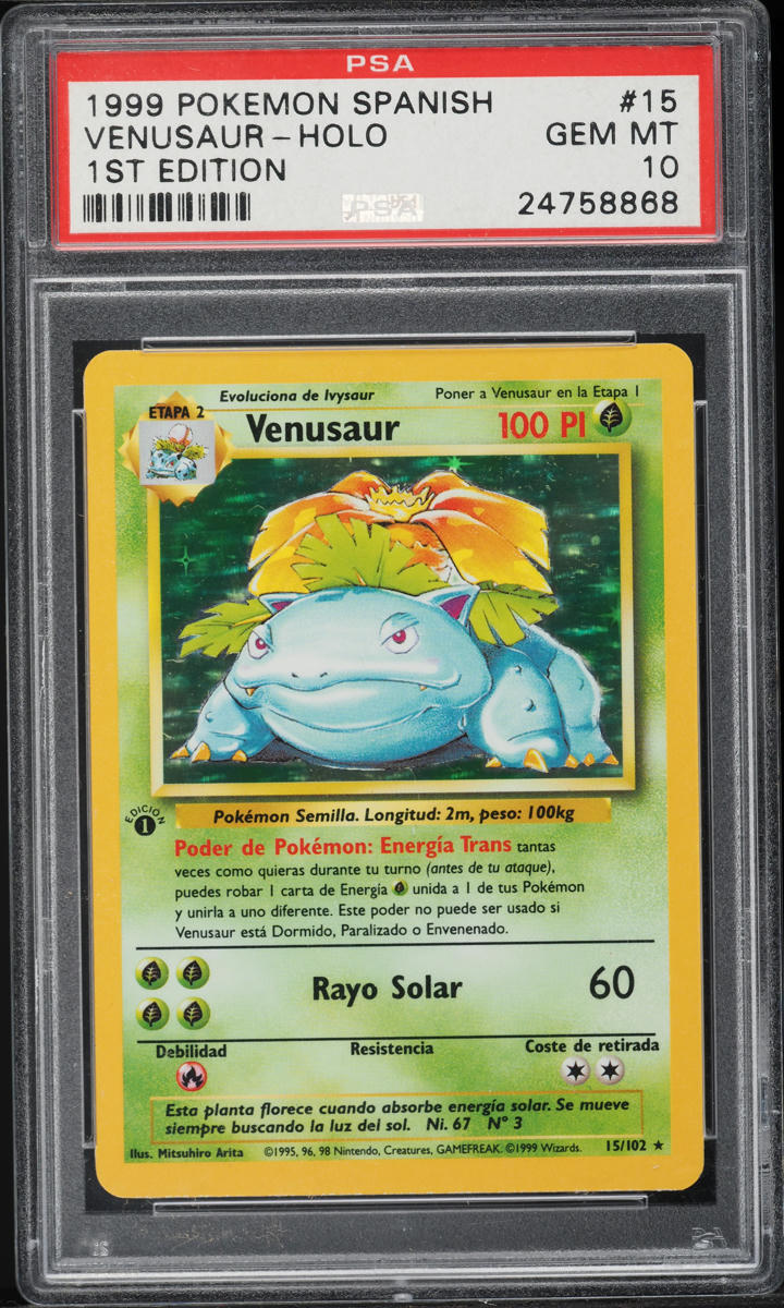 1999 Pokemon Spanish Base Set 1st Edition Holo Venusaur #15 PSA 10 GEM MINT