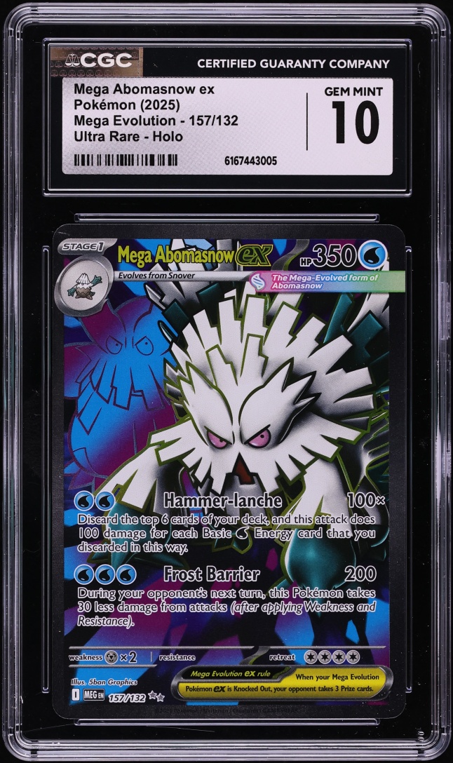 2025 Pokemon Mega Evolution Full Art Mega Abomasnow ex #157 CGC 10 GEM MINT