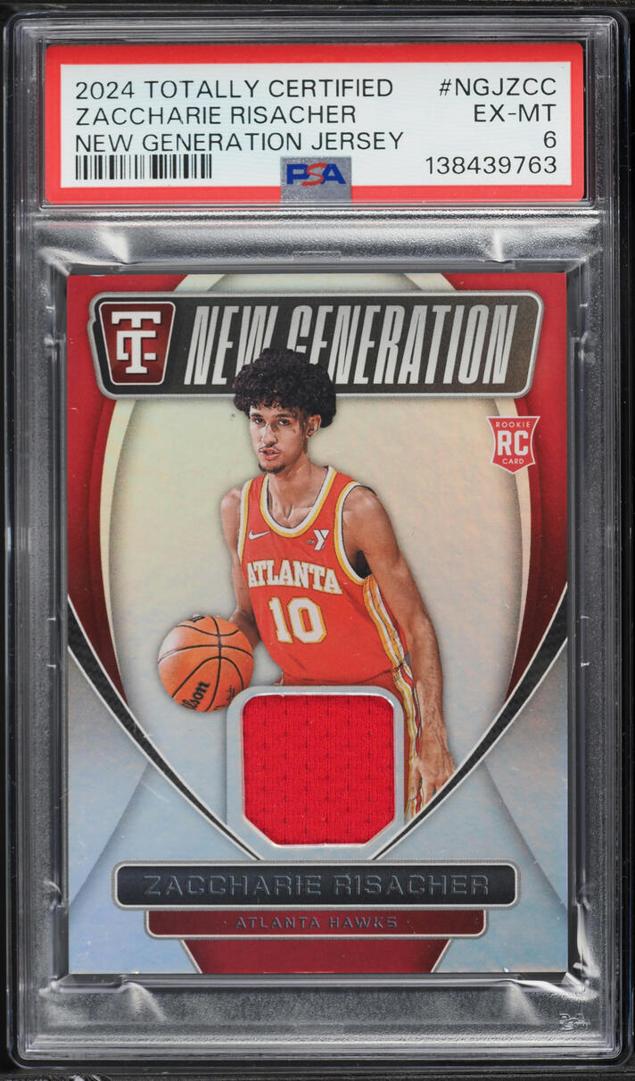 2024 Panini Totally Certified New Generation Zaccharie Risacher ROOKIE PATCH #NGJZCC PSA 6 EXMT