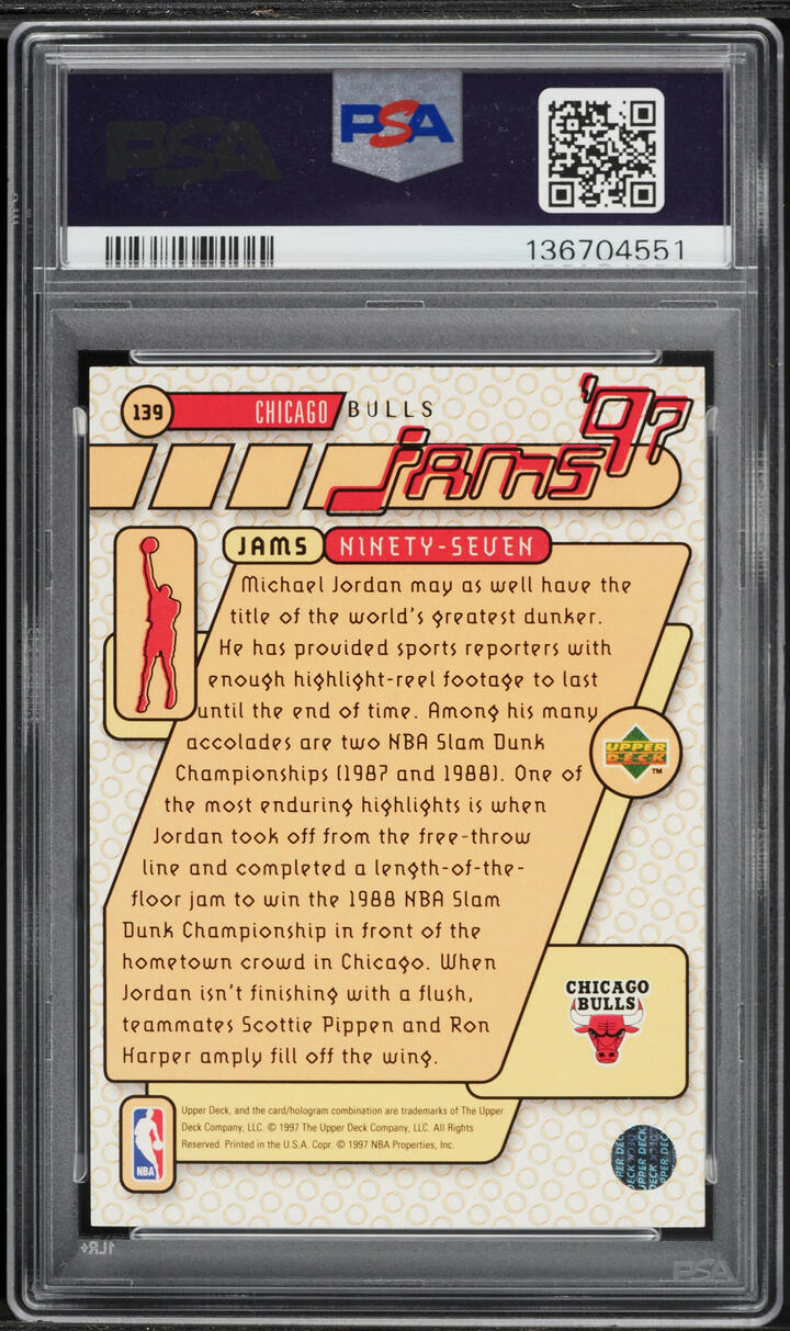 1997 Upper Deck Basketball Michael Jordan #139 PSA 7 NRMT
