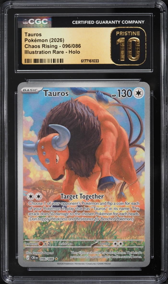 2026 Pokemon Mega Evolution Chaos Rising IR Tauros #096 CGC 10 PRISTINE