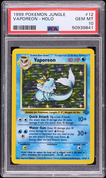 1999 Pokemon Jungle Holo Vaporeon #12 PSA 10 GEM MINT
