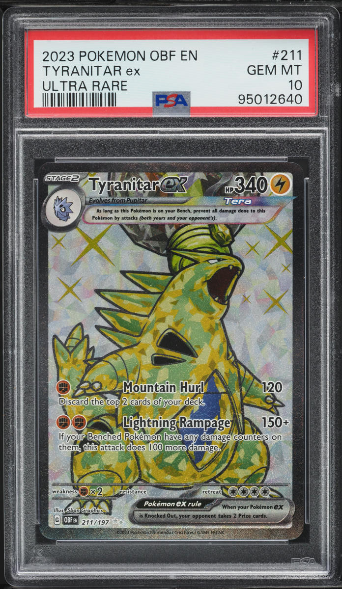 2023 Pokemon SV Obsidian Flames Full Art Tyranitar ex #211 PSA 10 GEM MINT