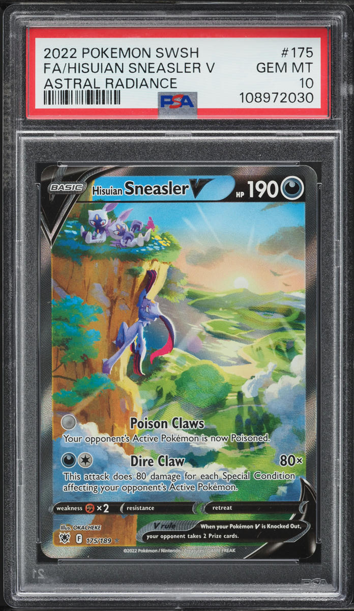 2022 Pokemon SWSH Astral Radiance Full Art Hisuian Sneasler V #175 PSA 10 GEM