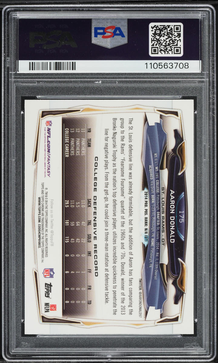 2014 Topps Chrome Xfractor Aaron Donald ROOKIE #175 PSA 10 GEM MINT