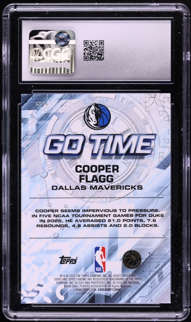 2025 Topps Chrome Go Time Cooper Flagg ROOKIE #GT-16 CGC 10 GEM MINT