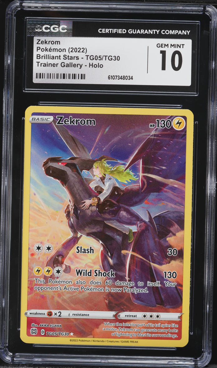2022 Pokemon Sword & Shield Brilliant Stars CHR Zekrom #TG05 CGC 10 GEM MINT