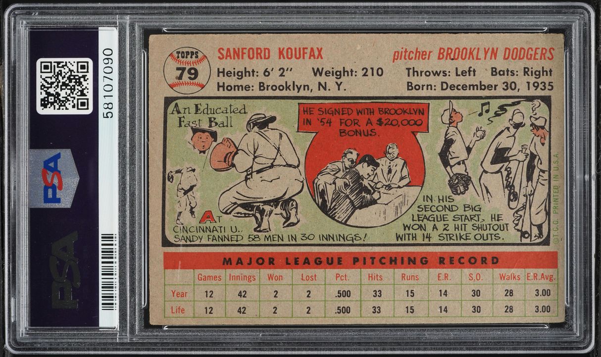 1956 Topps Sandy Koufax #79 PSA 2 GD
