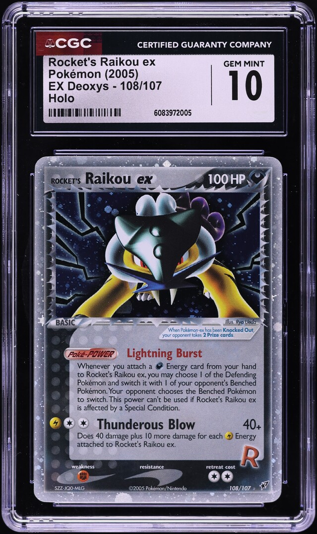 2005 Pokemon EX Deoxys Holo Rocket's Raikou ex #108 CGC 10 GEM MINT
