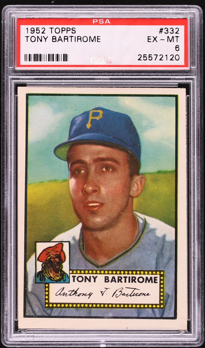 1952 Topps Tony Bartirome ROOKIE #332 PSA 6 EXMT