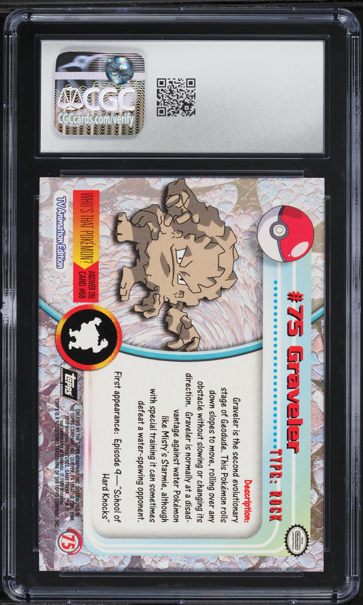 1999 Topps Pokemon Series 1 Fourth Print Rainbow Foil Graveler #75 CGC 10 GEM