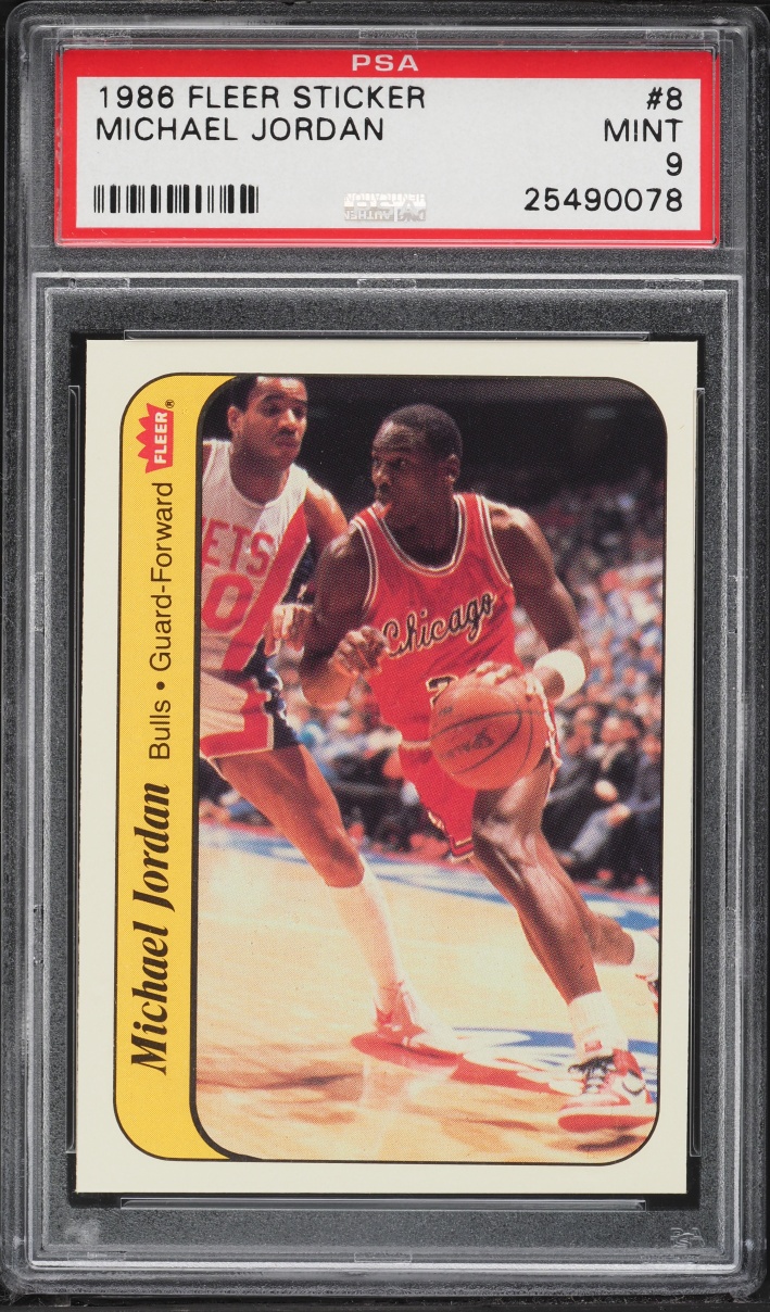 1986 Fleer Sticker Michael Jordan ROOKIE #8 PSA 9 MINT