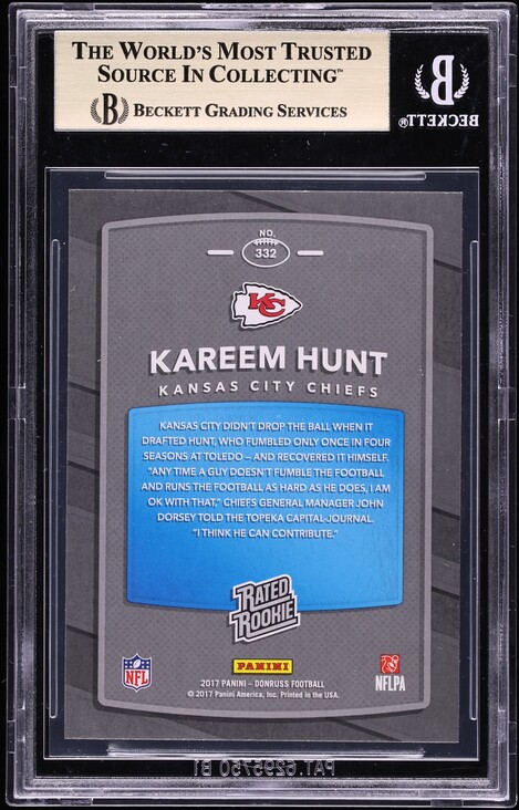 2017 Donruss Football Kareem Hunt ROOKIE #332 BGS 9.5 GEM MINT