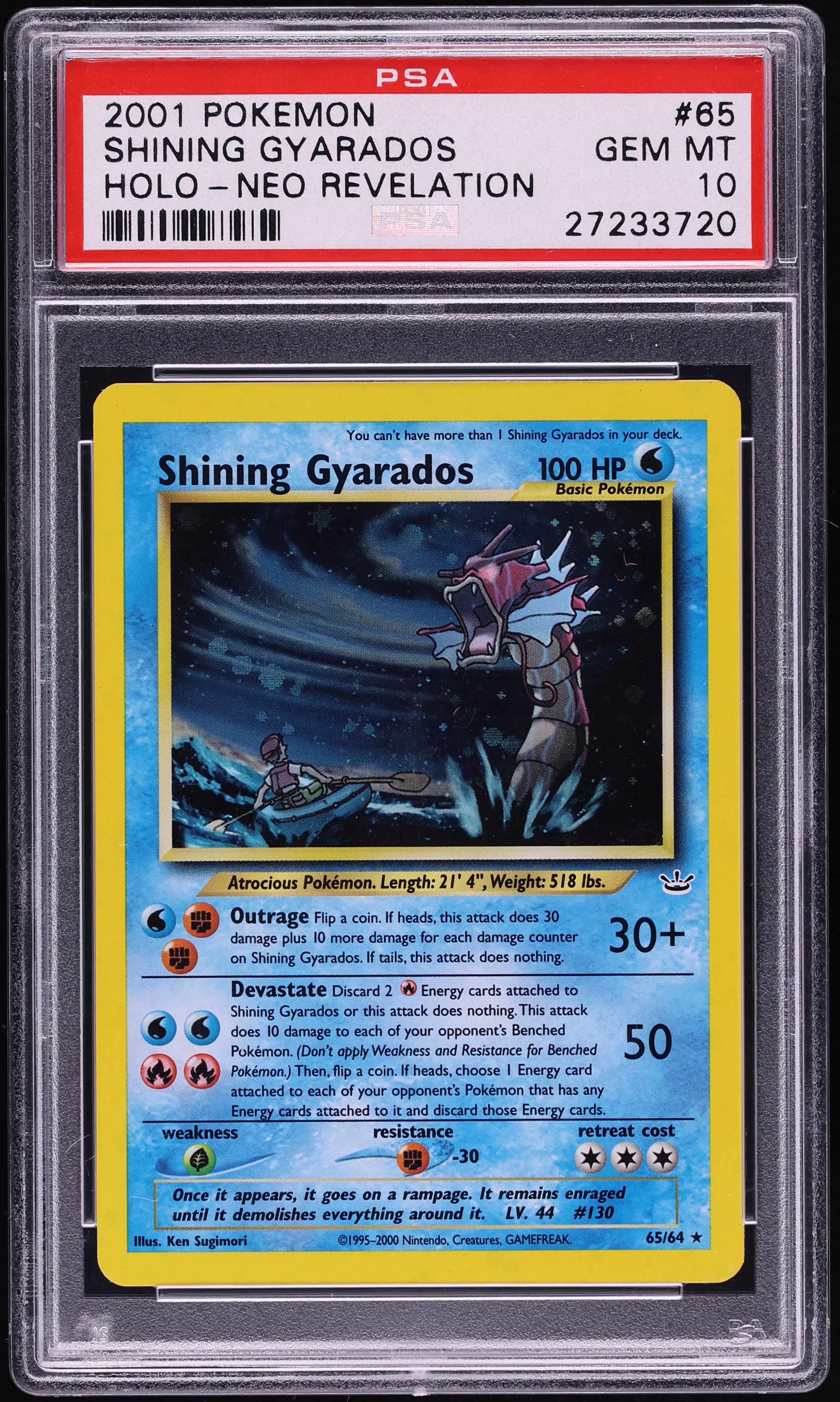 2001 Pokemon Neo Revelation Holo Shining Gyarados #65 PSA 10 GEM MINT