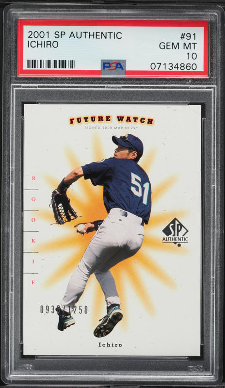 2001 SP Authentic Ichiro ROOKIE /1250 #91 PSA 8 NM-MT on Fanatics