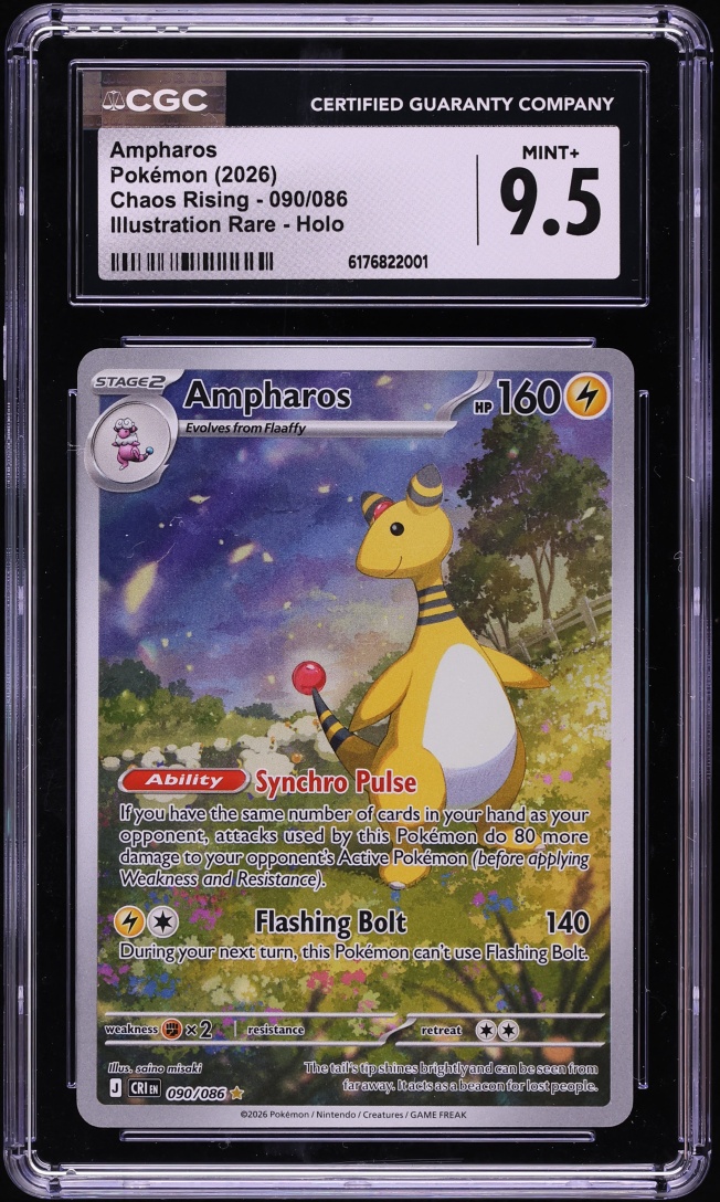 2026 Pokemon Mega Evolution Chaos Rising IR Ampharos #090 CGC 9.5 MINT+