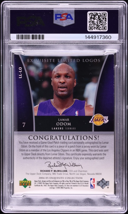 2004 Exquisite Collection Limited Logos Lamar Odom PATCH AUTO /50 #LL-LO PSA 6 EXMT - Photo 2