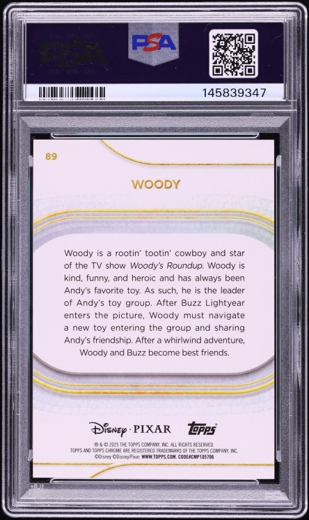 2025 Topps Chrome Disney Gold Wave Woody /50 #89 PSA 10 GEM MINT - Photo 2