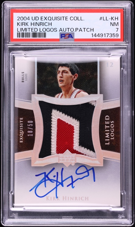 2004 Exquisite Collection Limited Logos Kirk Hinrich PATCH AUTO /50 #LL-KH PSA 7 NRMT