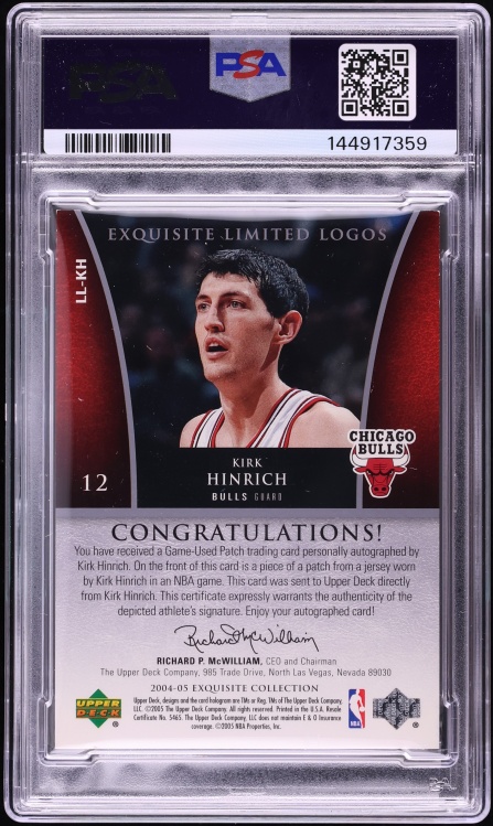 2004 Exquisite Collection Limited Logos Kirk Hinrich PATCH AUTO /50 #LL-KH PSA 7 NRMT - Photo 2
