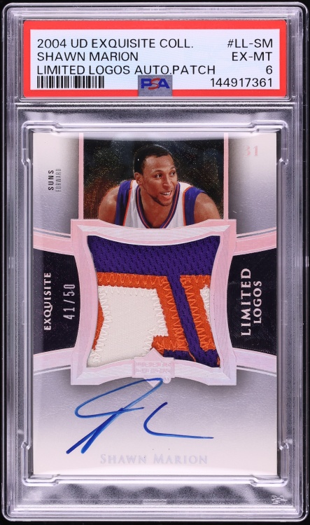 2004 Exquisite Collection Limited Logos Shawn Marion PATCH AUTO /50 PSA 6 EXMT
