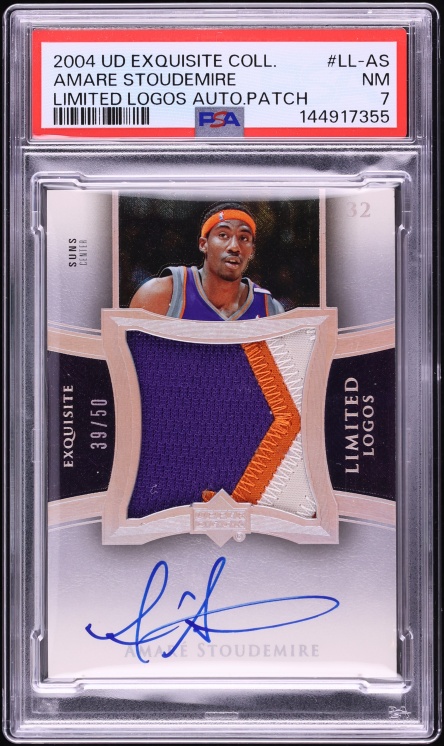 2004 Exquisite Collection Limited Logos Amare Stoudemire PATCH AUTO /50 PSA 7 NRMT