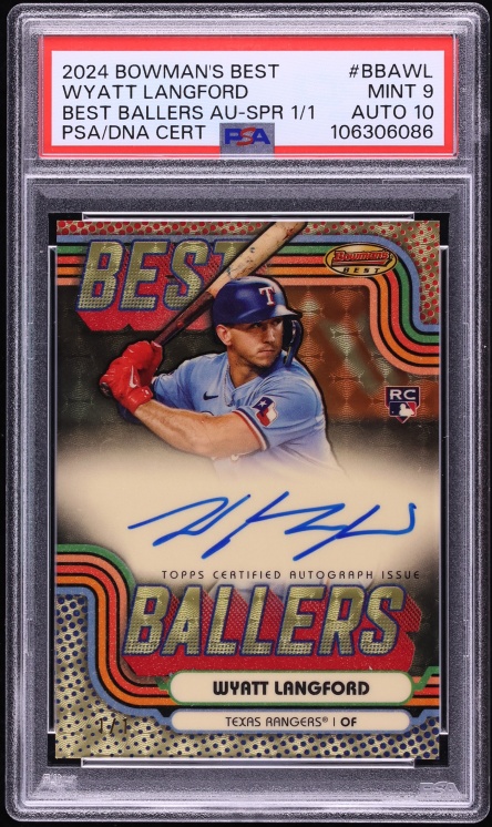 2024 Bowman's Best Ballers Superfractor Wyatt Langford ROOKIE AUTO DNA 10 1/1 #BBA-WL PSA 9