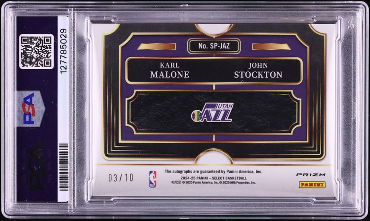 2024 Select Pairings Gold Prizm Karl Malone John Stockton AUTO /10 #SPJAZ PSA 8 NM-MT - Photo 2