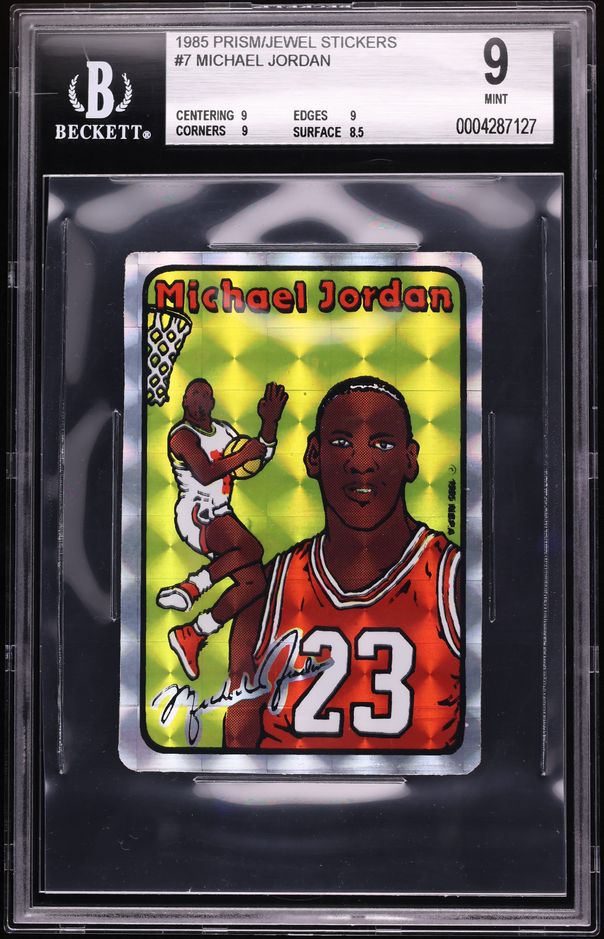 1985 Prism Jewel Stickers Michael Jordan ROOKIE #7 BGS 9 MINT