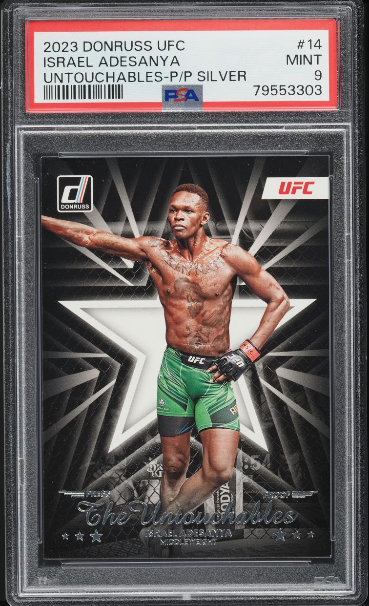 2023 Donruss UFC The Untouchables Press Proof Silver Israel Adesanya #14 PSA 9