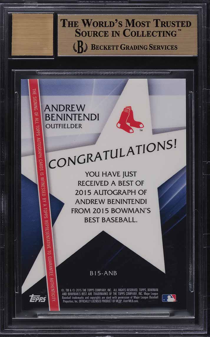 2015 Bowman's Best Of 15 Andrew Benintendi ROOKIE AUTO #B15-ANB BGS 9.5 GEM MINT