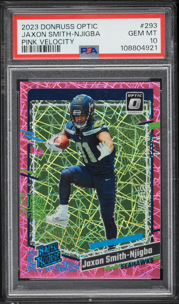 2023 Donruss Optic Pink Velocity Prizm Jaxon Smith-Njigba ROOKIE /79 #293 PSA 10 GEM MINT