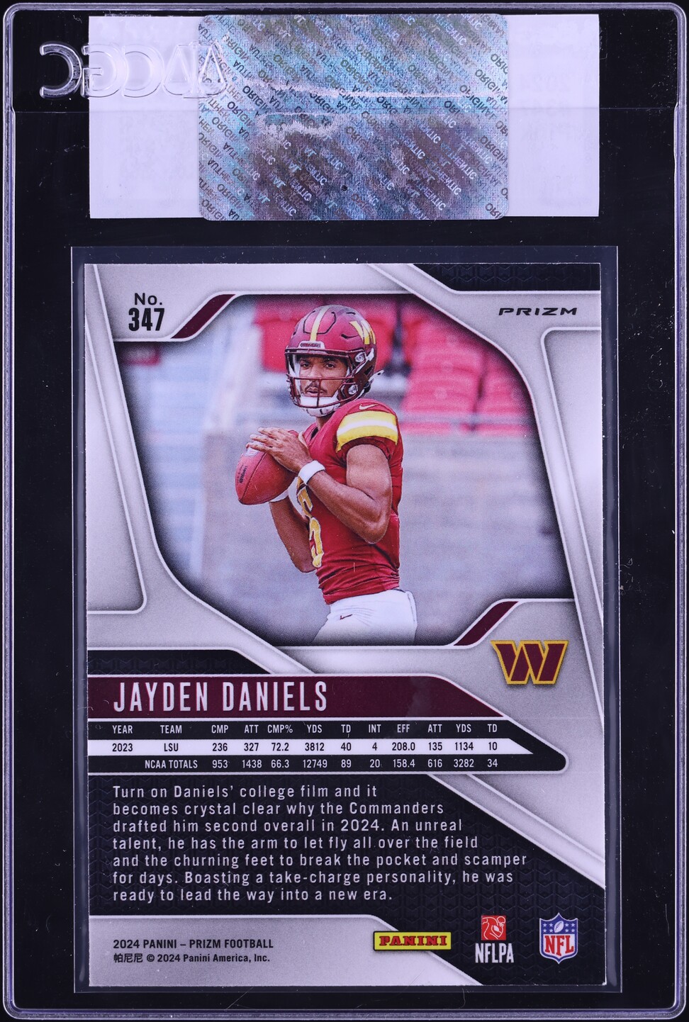 2024 Panini Prizm Pink Jayden Daniels ROOKIE #347 CGC AUTH
