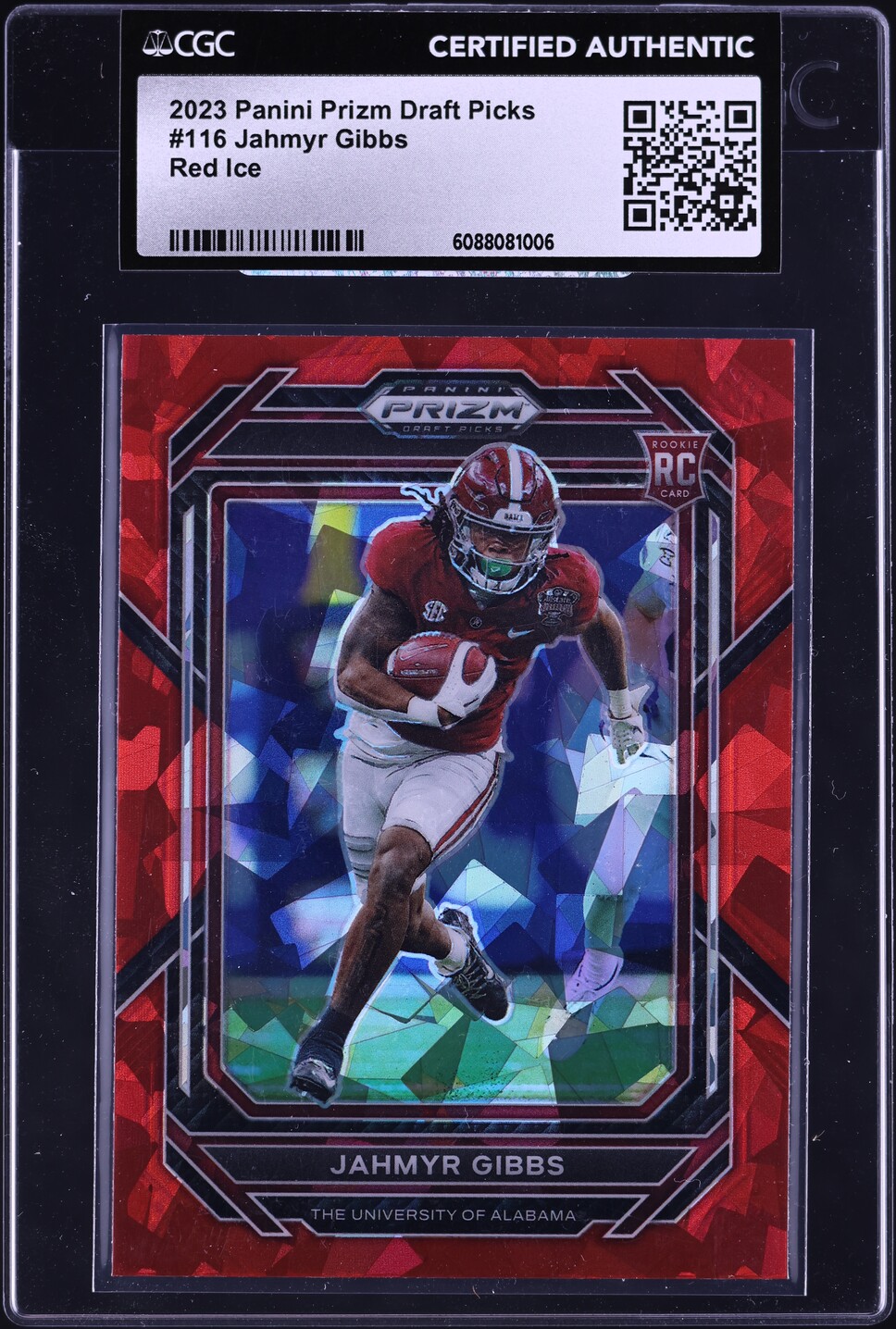2023 Panini Prizm Draft Picks Red Ice Jahmyr Gibbs ROOKIE #116 CGC AUTH