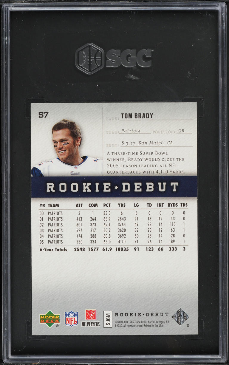 2006 Upper Deck Rookie Debut Tom Brady #57 SGC 9.5 MINT+