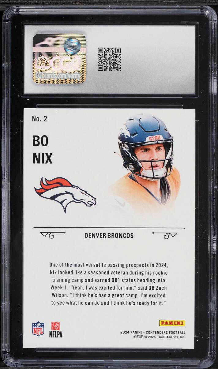 2024 Panini Contenders Stallions Bo Nix ROOKIE #2 CGC 10 GEM MINT