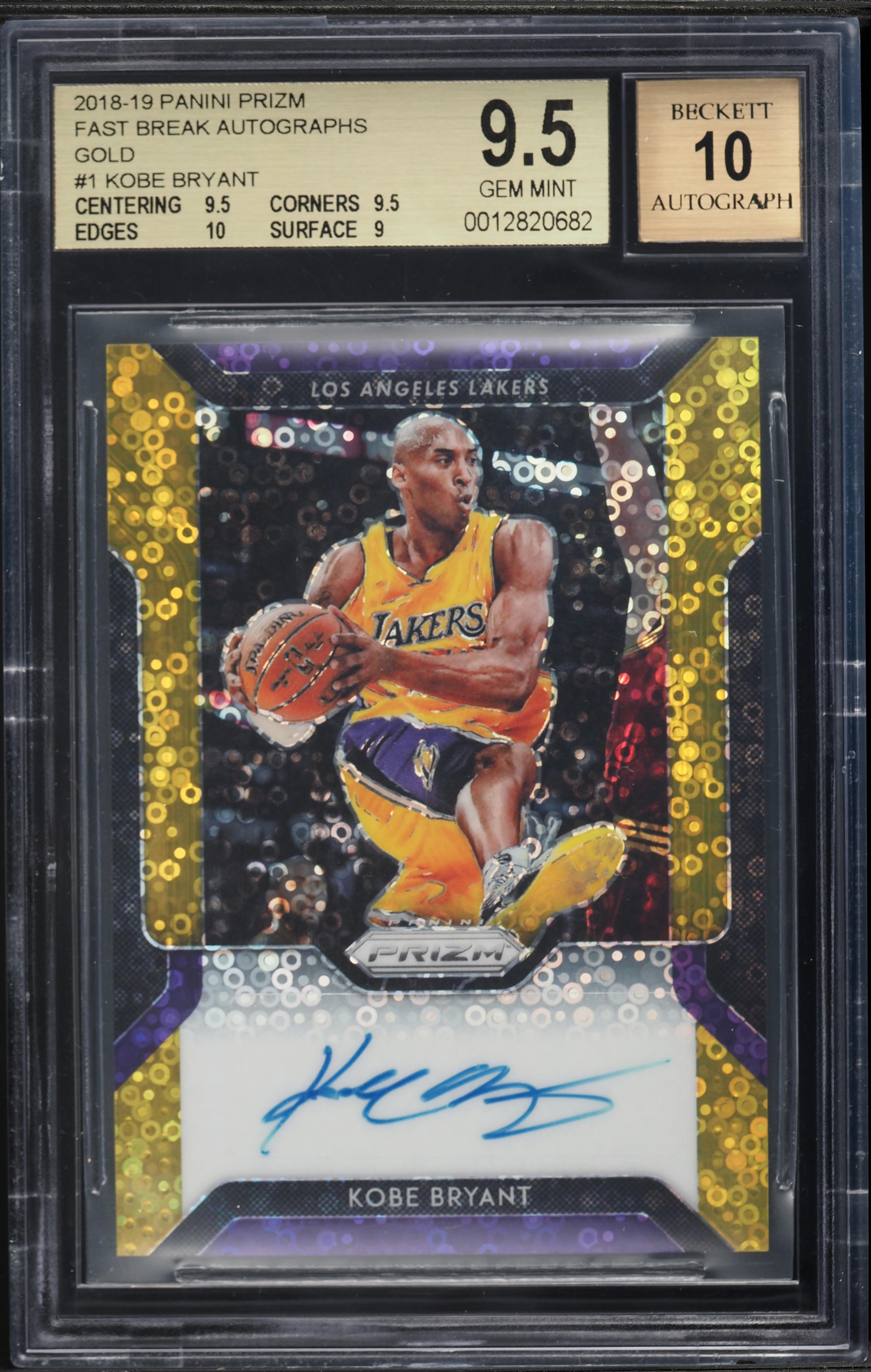 2018 Panini Prizm Fast Break Gold Kobe Bryant AUTO /10 #1 BGS 9.5
