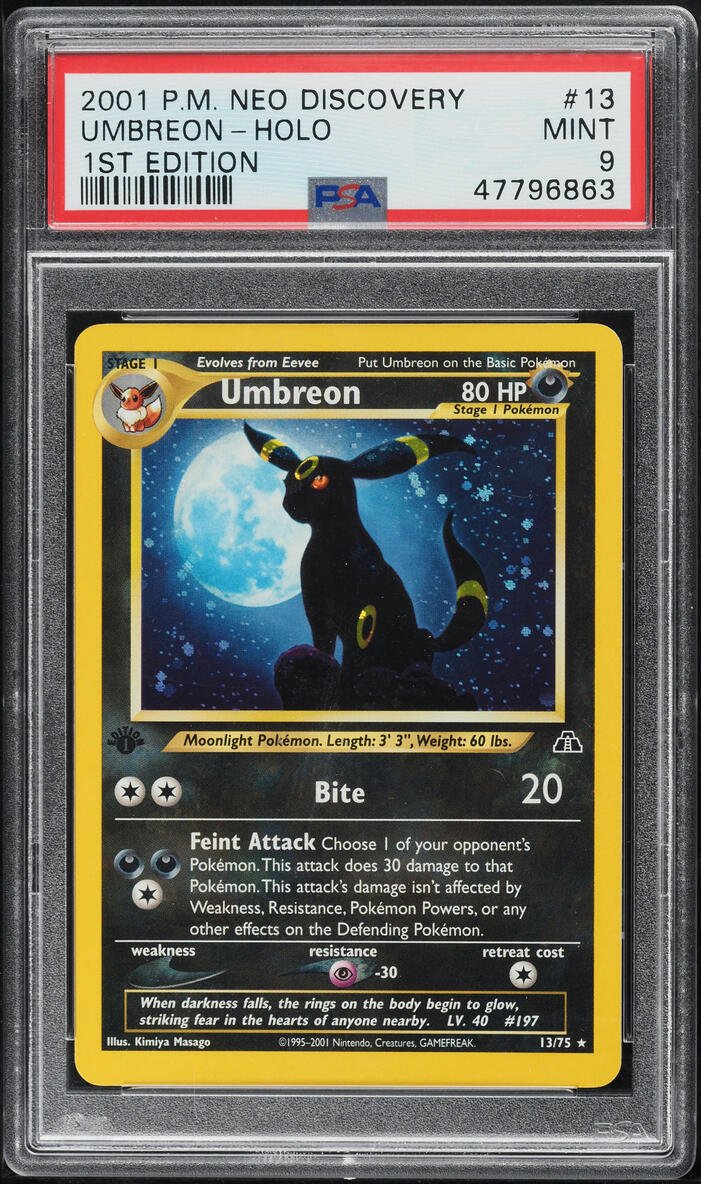 2001 Pokemon Neo Discovery 1st Edition Holo Umbreon #13 PSA 9 MINT