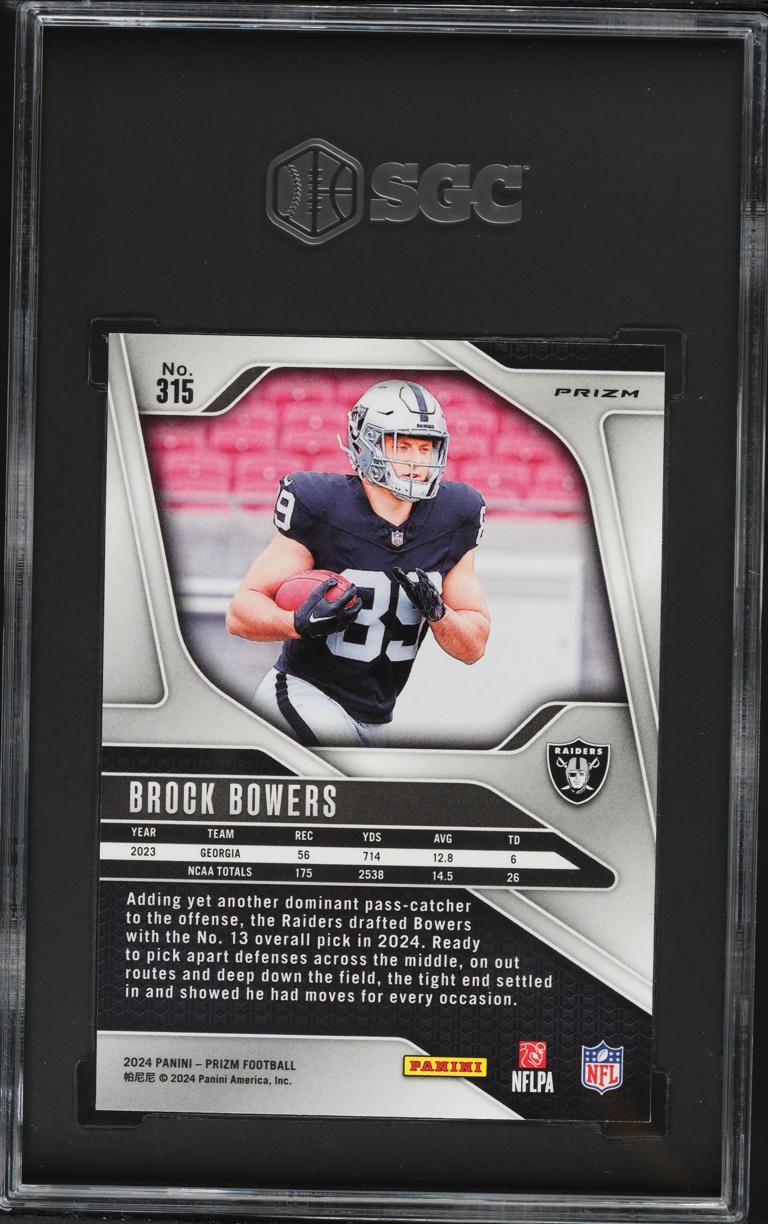2024 Panini Prizm Red White Blue Brock Bowers ROOKIE #315 SGC 10 GEM MINT