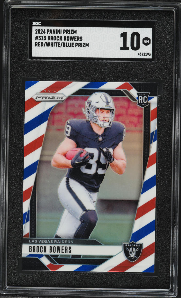 2024 Panini Prizm Red White Blue Brock Bowers ROOKIE #315 SGC 10 GEM MINT