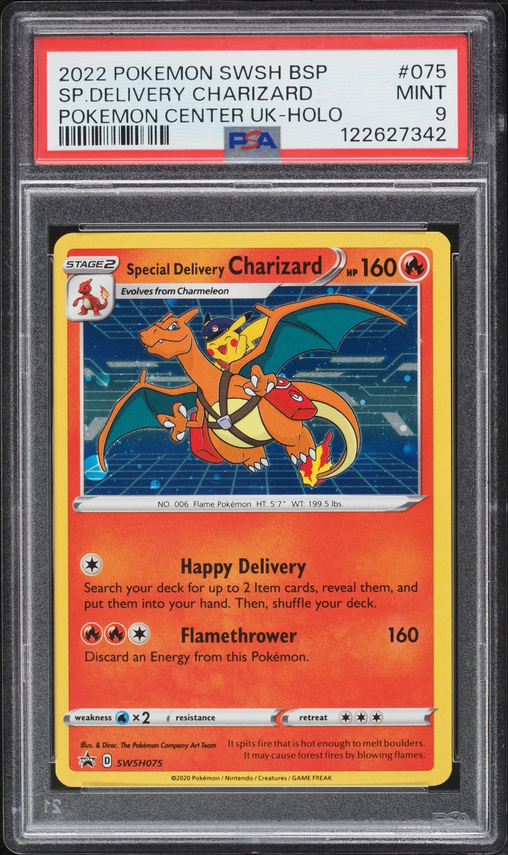 2022 Pokemon Sword & Shield Promo Center UK Holo Special Delivery Charizard #SWSH075 PSA 9 MINT