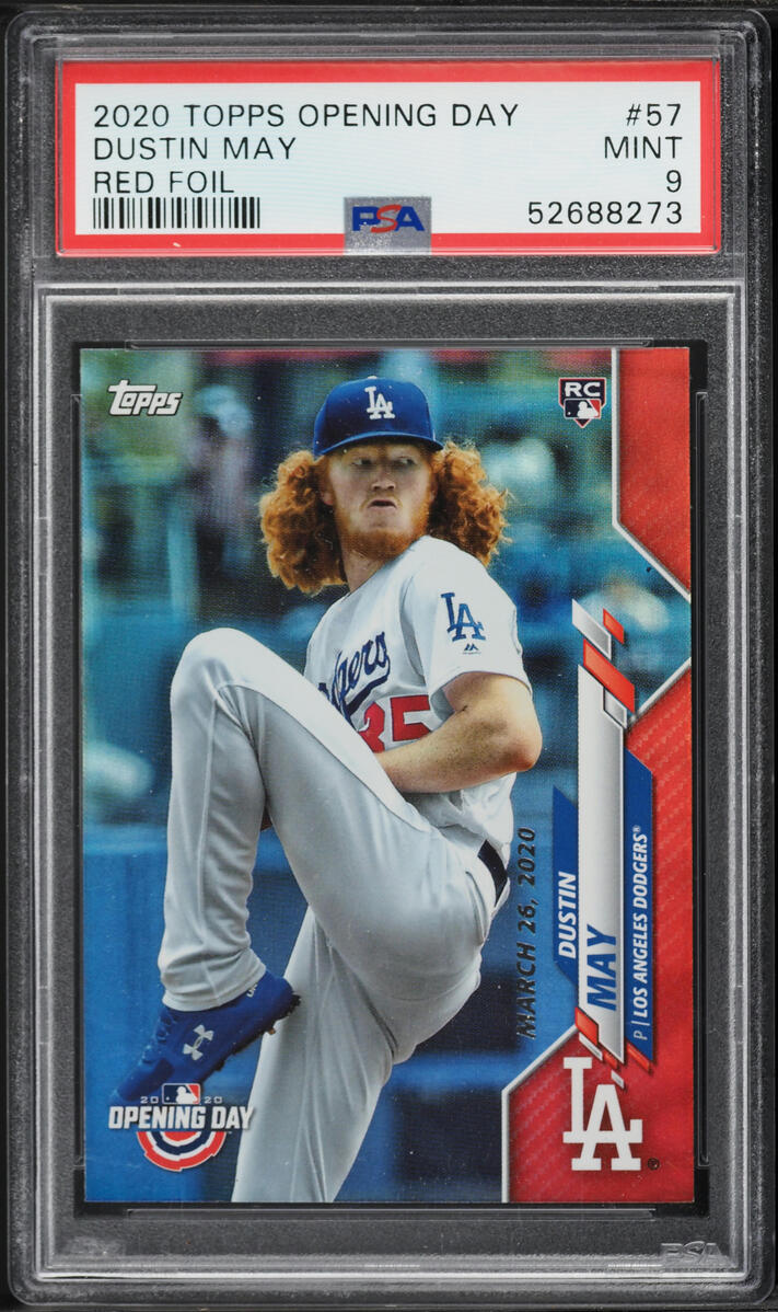 2020 Topps Opening Day Red Foil Dustin May ROOKIE #57 PSA 9 MINT