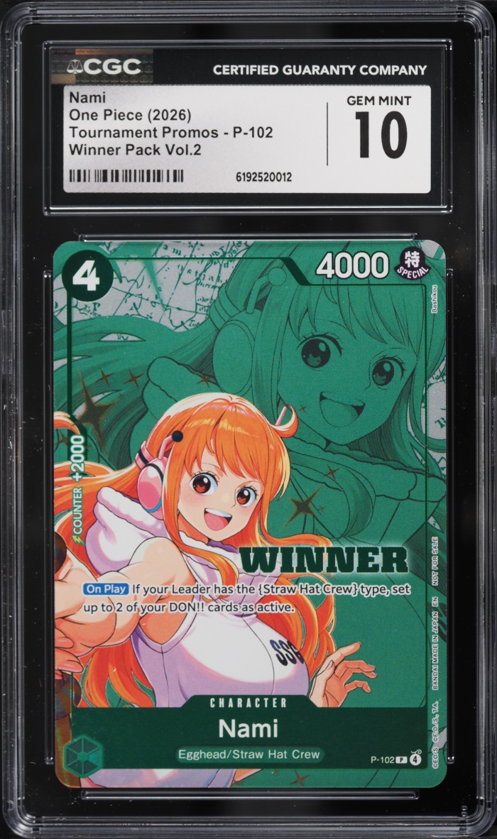 2026 #P-102 CGC 10 One Piece Tournament Promo Winner Pack Volume 2 Nami