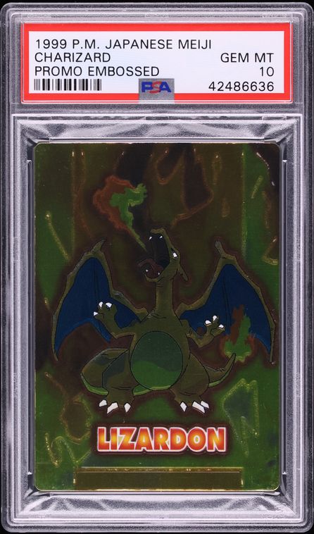 1999 Pokemon Japanese Meiji Promo Embossed Charizard PSA 10 GEM MINT