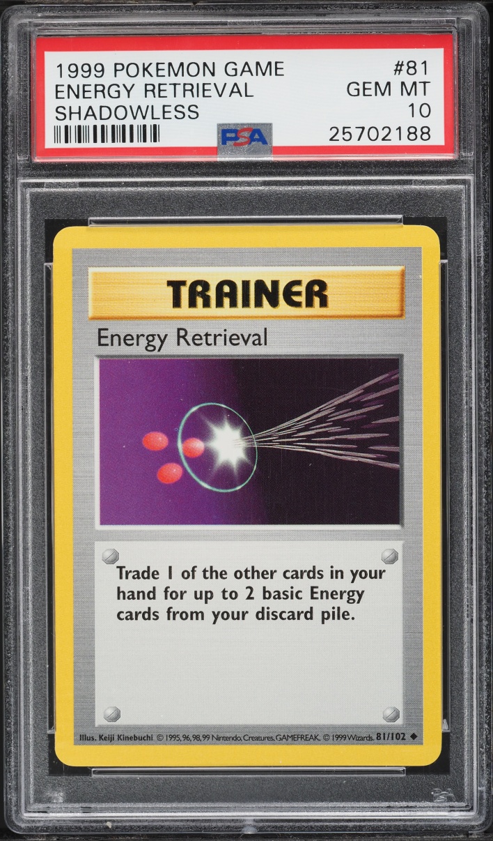 1999 Pokemon Base Set Shadowless Energy Retrieval #81 PSA 10 GEM MINT