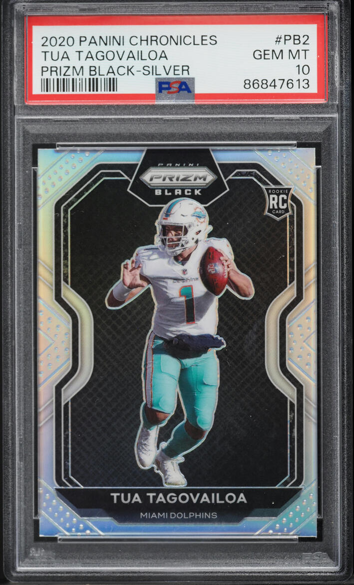 2020 Panini Chronicles Prizm Black Silver Tua Tagovailoa ROOKIE #PB-2 PSA 10 GEM MINT