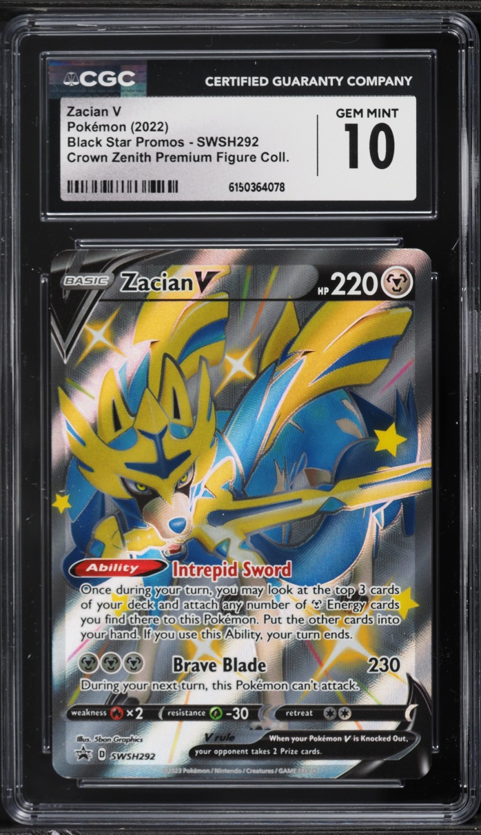 2022 Pokemon Sword & Shield Promo Crown Zenith Premium Shiny Zacian V #292 CGC 10 GEM MINT