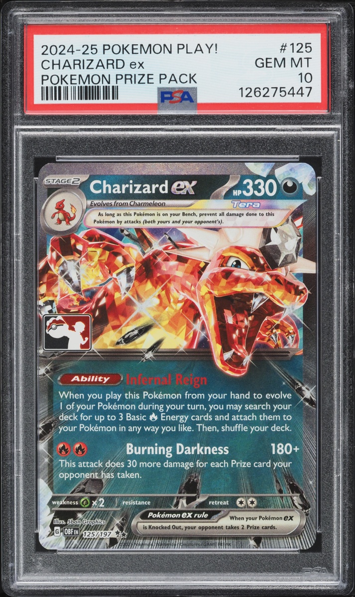 2024 Pokemon Scarlet & Violet Play! Prize Pack Charizard EX #125 PSA 10 GEM MINT